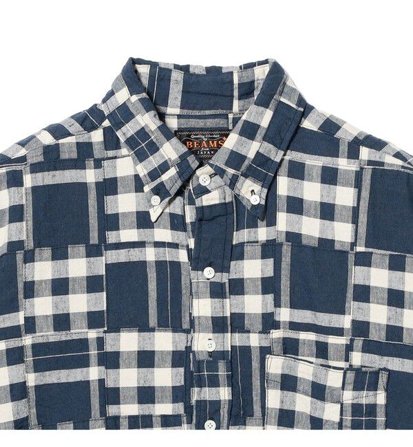 BEAMS PLUS「B.D. Pullover Classic-fit Patchwork Madras Blue」|シャツ・ブラウス|