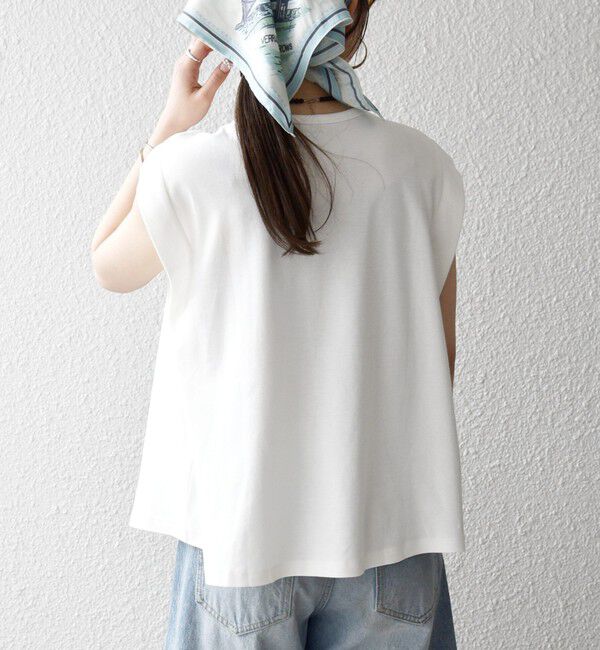SHIPS any「SHIPS any:〈接触冷感/汗染み防止加工/洗濯機可能〉タック フレア ノースリーブ TEE」|Tシャツ・カットソー|