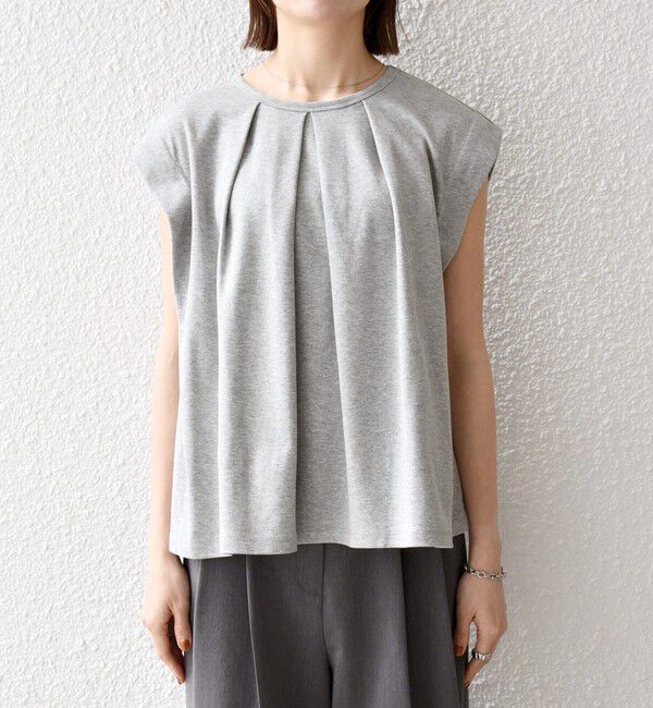 SHIPS any「SHIPS any:〈接触冷感/汗染み防止加工/洗濯機可能〉タック フレア ノースリーブ TEE」|Tシャツ・カットソー|