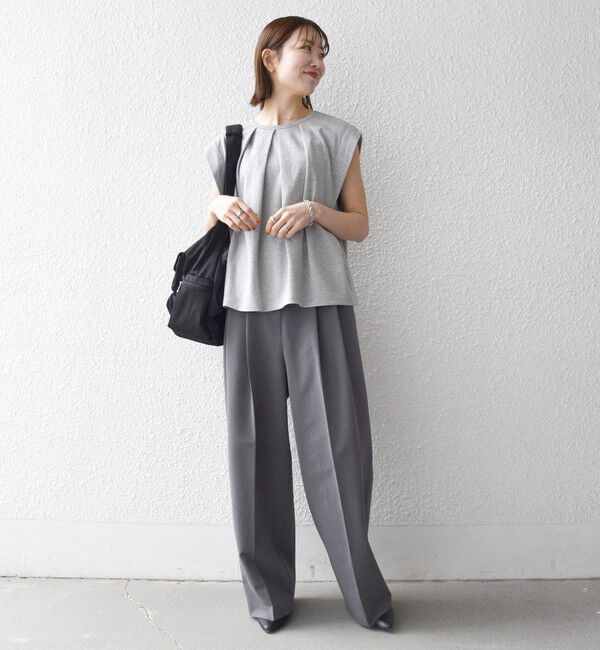 SHIPS any「SHIPS any:〈接触冷感/汗染み防止加工/洗濯機可能〉タック フレア ノースリーブ TEE」|Tシャツ・カットソー|