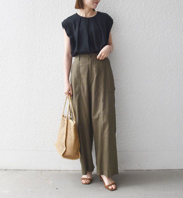 SHIPS any「SHIPS any:〈接触冷感/汗染み防止加工/洗濯機可能〉タック フレア ノースリーブ TEE」|Tシャツ・カットソー|