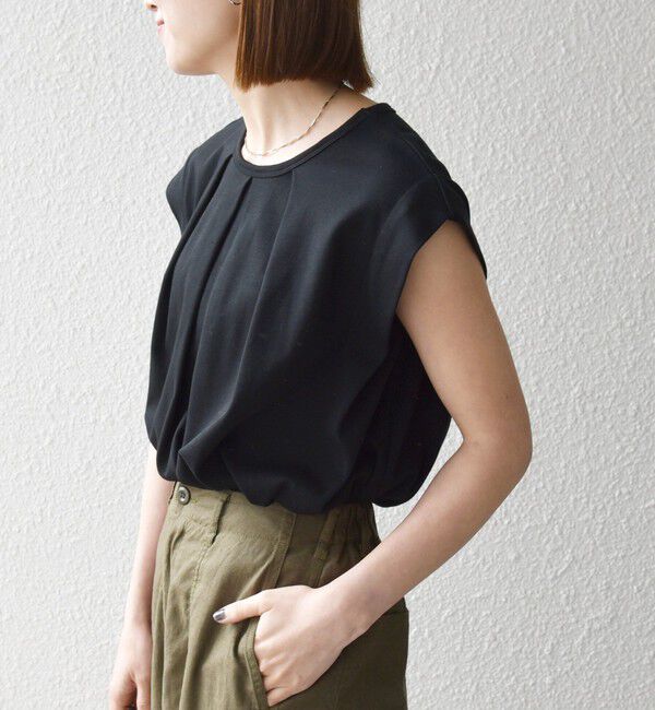 SHIPS any「SHIPS any:〈接触冷感/汗染み防止加工/洗濯機可能〉タック フレア ノースリーブ TEE」|Tシャツ・カットソー|