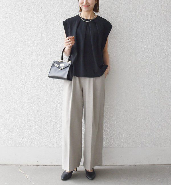SHIPS any「SHIPS any:〈接触冷感/汗染み防止加工/洗濯機可能〉タック フレア ノースリーブ TEE」|Tシャツ・カットソー|