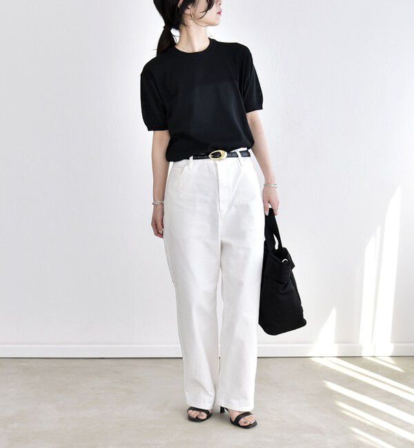 quaranciel「quaranciel:〈接触冷感/手洗い可能〉コンパクト シアー ニット TEE」|ニット・セーター|