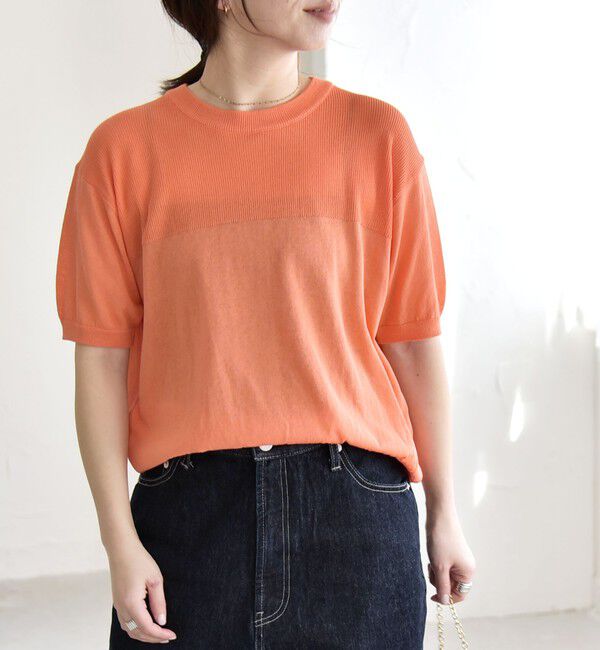 quaranciel「quaranciel:〈接触冷感/手洗い可能〉コンパクト シアー ニット TEE」|ニット・セーター|