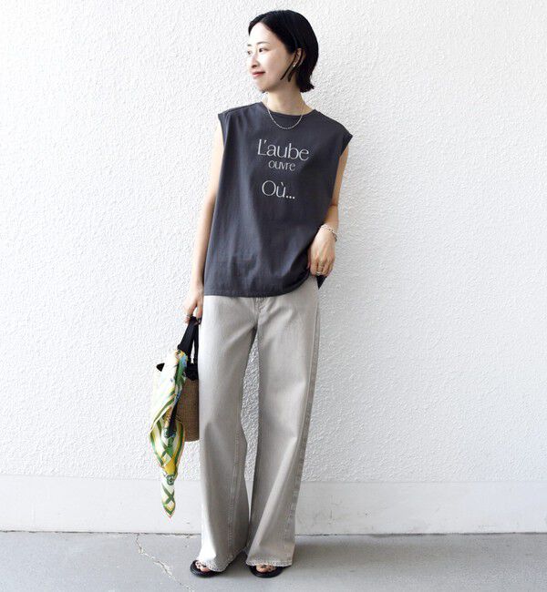 SHIPS for women「メルティ コットン プリント ロゴ フレンチスリーブ TEE」|Tシャツ・カットソー|