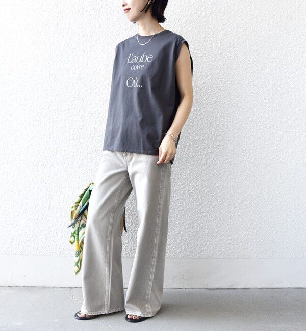 SHIPS for women「メルティ コットン プリント ロゴ フレンチスリーブ TEE」|Tシャツ・カットソー|