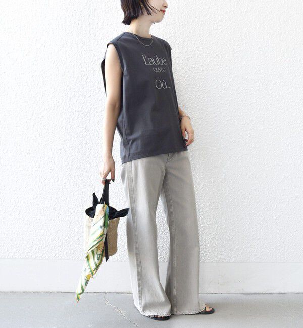 SHIPS for women「メルティ コットン プリント ロゴ フレンチスリーブ TEE」|Tシャツ・カットソー|