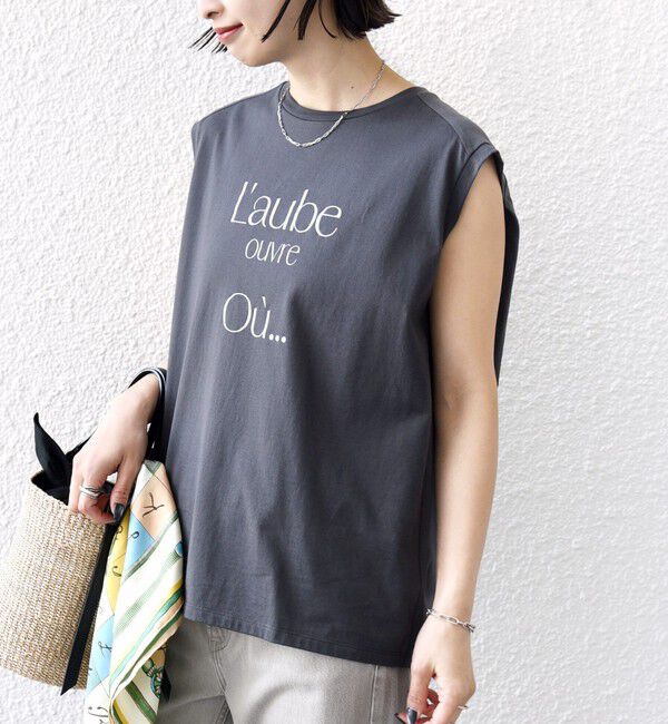SHIPS for women「メルティ コットン プリント ロゴ フレンチスリーブ TEE」|Tシャツ・カットソー|