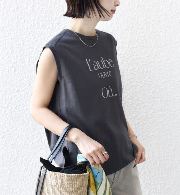 SHIPS for women「メルティ コットン プリント ロゴ フレンチスリーブ TEE」|Tシャツ・カットソー|