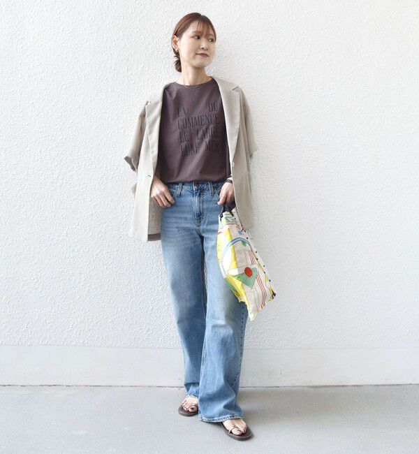 SHIPS for women「メルティ コットン プリント ロゴ フレンチスリーブ TEE」|Tシャツ・カットソー|