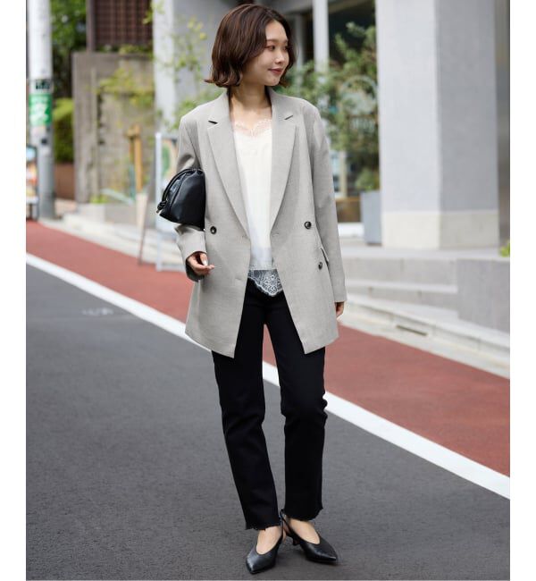 SLOBE IENA「《セットアップ対応可/WEB限定/追加4》ウォッシャブルツイルダブルジャケット」|テーラードジャケット|