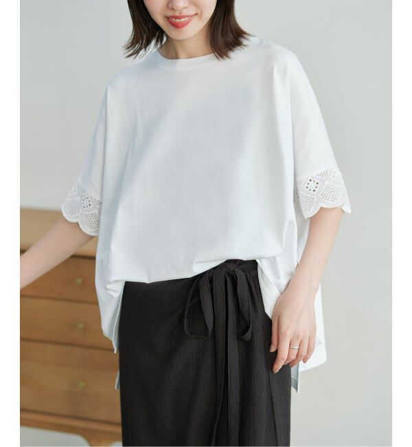 SLOBE IENA「《WEB限定/追加2》レースコンビニュアンスプルオーバー」|Tシャツ・カットソー|