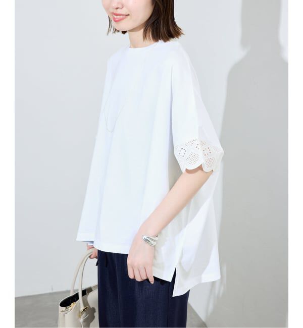 SLOBE IENA「《WEB限定/追加2》レースコンビニュアンスプルオーバー」|Tシャツ・カットソー|