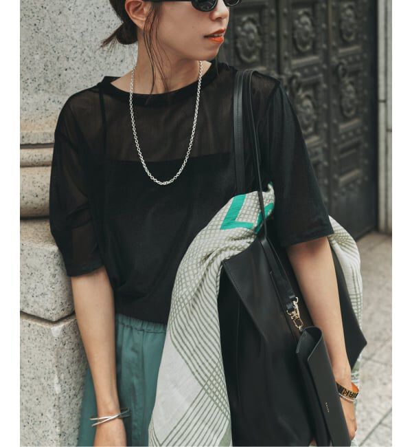VERMEIL par iena「ベロアメッシュプルオーバー」|Tシャツ・カットソー|