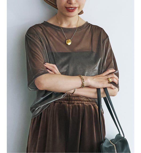 VERMEIL par iena「ベロアメッシュプルオーバー」|Tシャツ・カットソー|