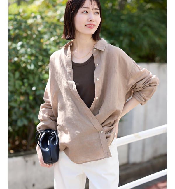 SLOBE IENA「《追加》リネンコットンカシュクールシャツ」|シャツ・ブラウス|