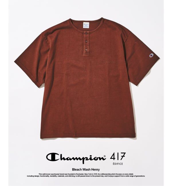 417 EDIFICE「CHAMPION / チャンピオン 417別注 Bleach Wash ヘンリー」|Tシャツ・カットソー|ブラウン