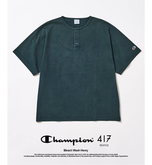 417 EDIFICE「CHAMPION / チャンピオン 417別注 Bleach Wash ヘンリー」|Tシャツ・カットソー|ネイビー
