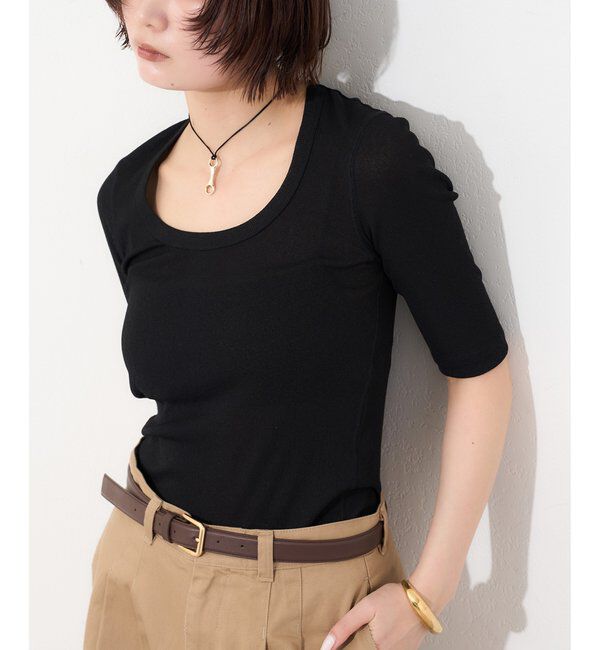  「【myporter】ラウンドネックドライフィットカットソー」|Tシャツ・カットソー|ブラック