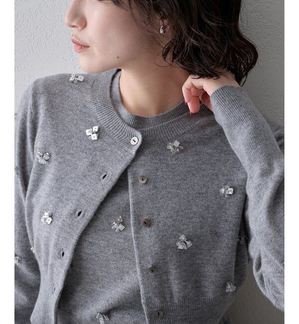  「《アンサンブル対応》ビーズ刺繍ニットカーディガン」|ニット・セーター|