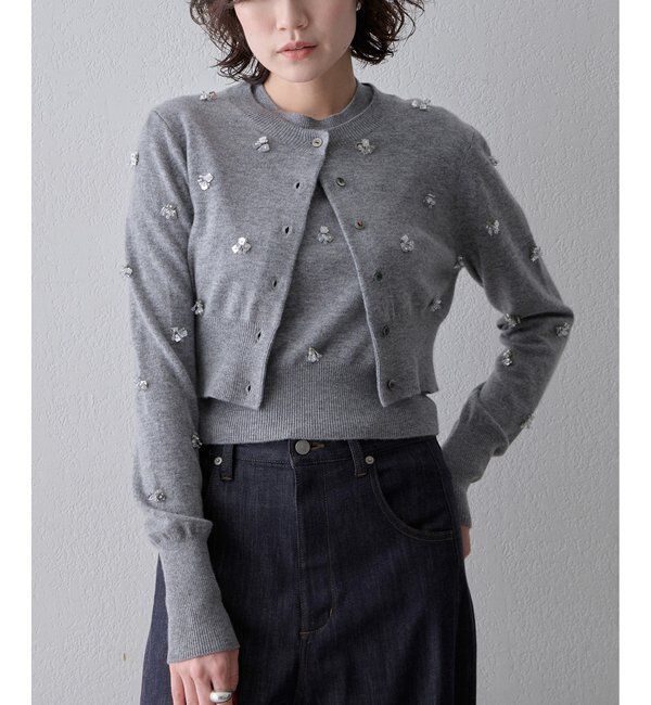 「《アンサンブル対応》ビーズ刺繍ニットカーディガン」|ニット・セーター|