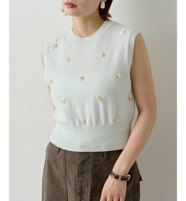  「《アンサンブル対応》ビーズ刺繍ニットベスト」|ニット・セーター|