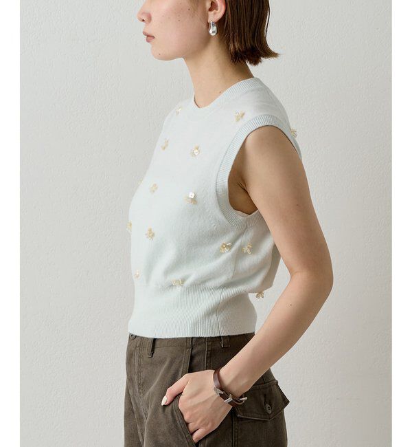  「《アンサンブル対応》ビーズ刺繍ニットベスト」|ニット・セーター|