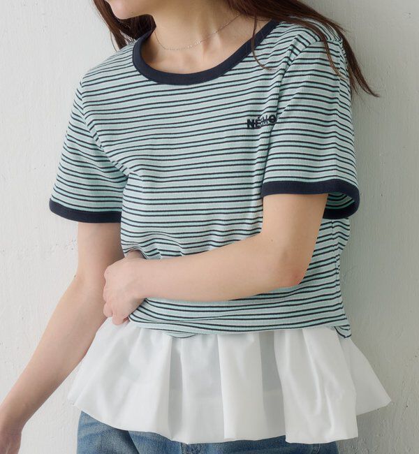  「ボーダー刺繍TEE」|Tシャツ・カットソー|