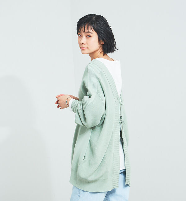 qualite「【WEB・一部店舗限定】片畔2WAYニットプルオーバー」|カーディガン|グリーン