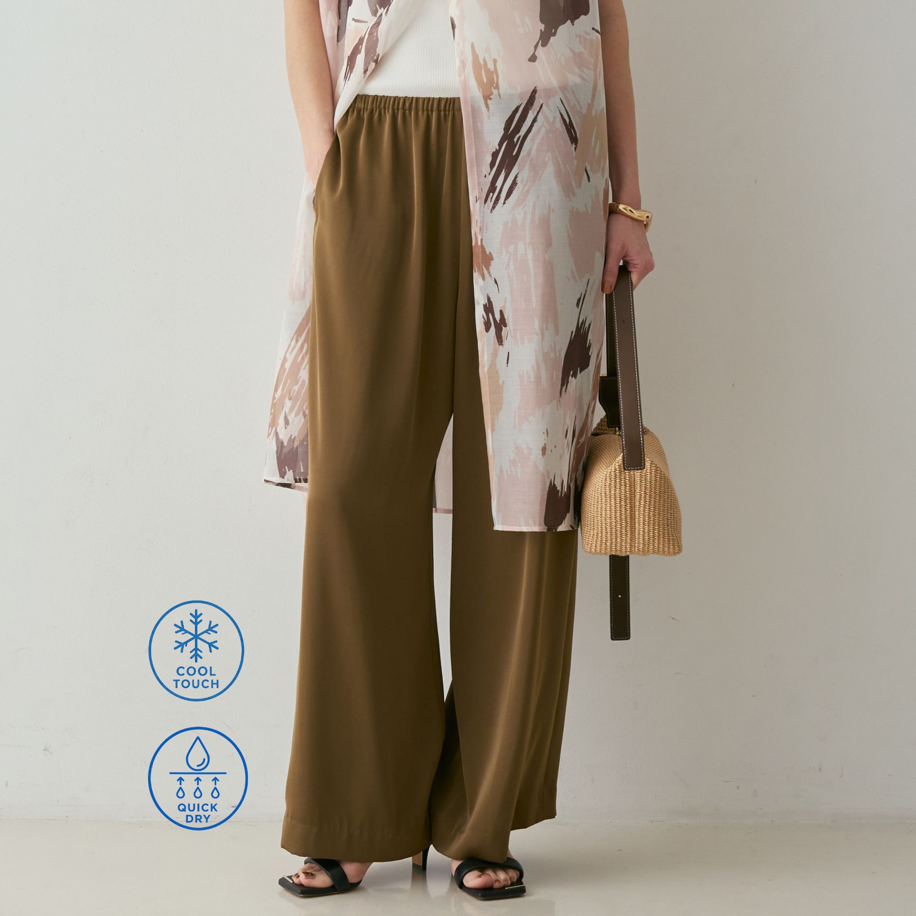 qualite「【今季最後の再入荷/接触冷感・吸水速乾】クールサテンパンツ/セットアップ対応」|その他|カーキ