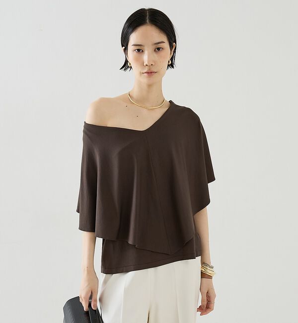 The Store by C' 「【COCUCA】ケープカットソー」|Tシャツ・カットソー|ダークブラウン