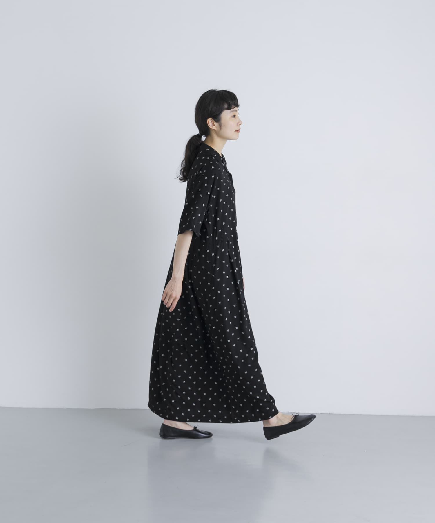 かぐれ「『2サイズ展開』レーヨンモノトーンプリントワンピース」|ワンピース|