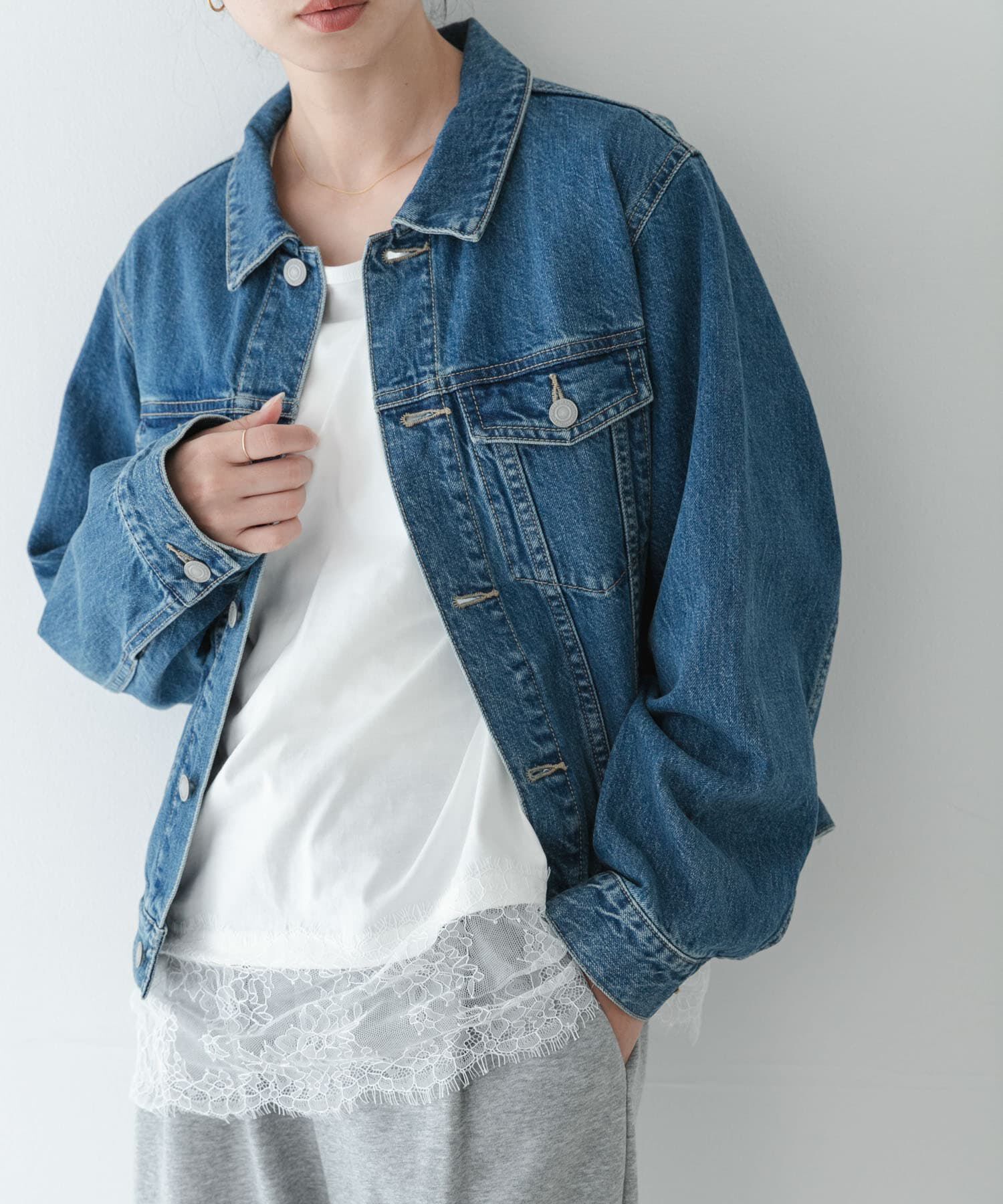 Sonny Label 「『WEB限定』ルーズフィットレースヘムロングTシャツ」|Tシャツ・カットソー|オフホワイト
