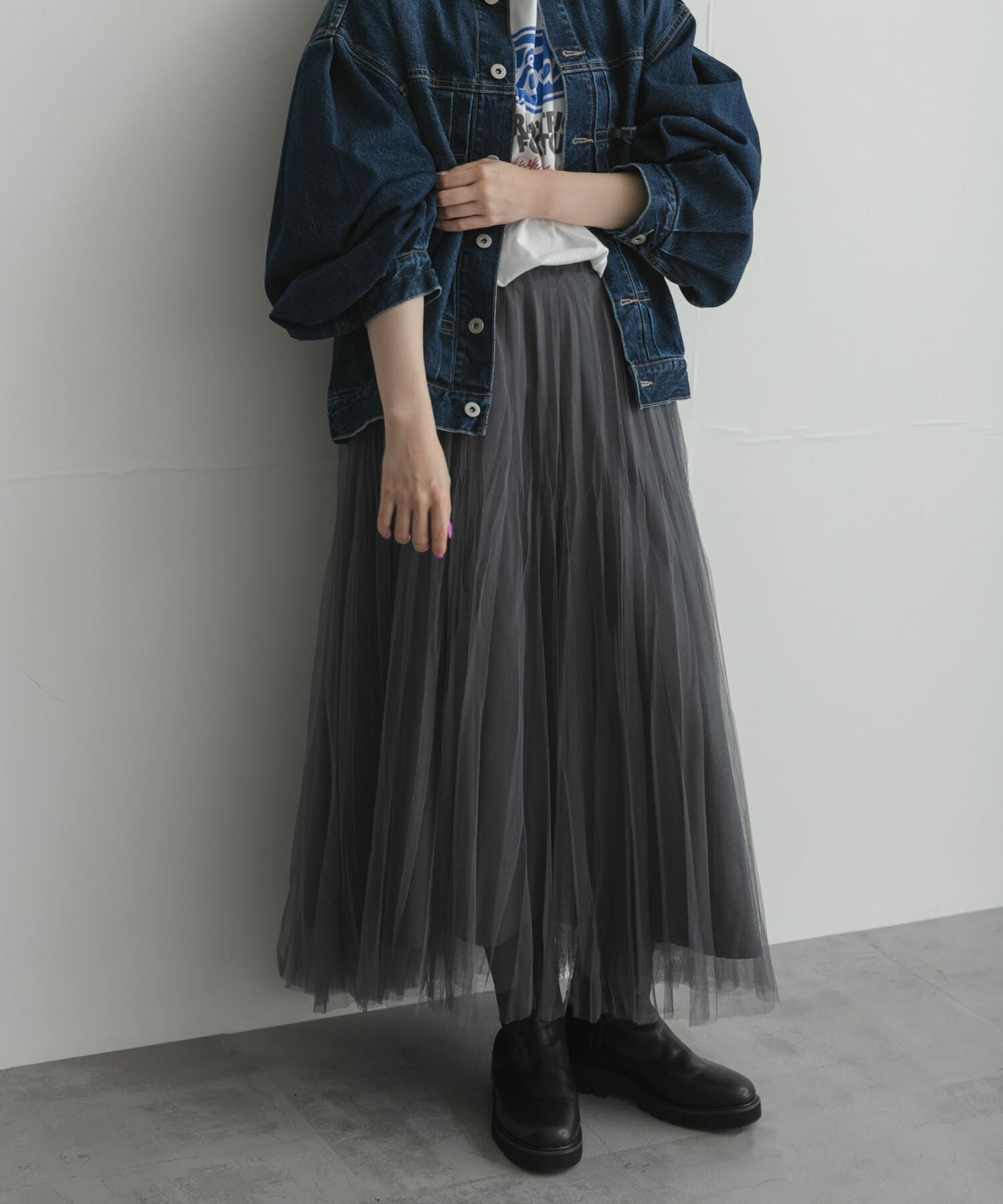 Sonny Label 「『WEB限定』チュールプリーツイージースカート」|スカート|チャコールグレー