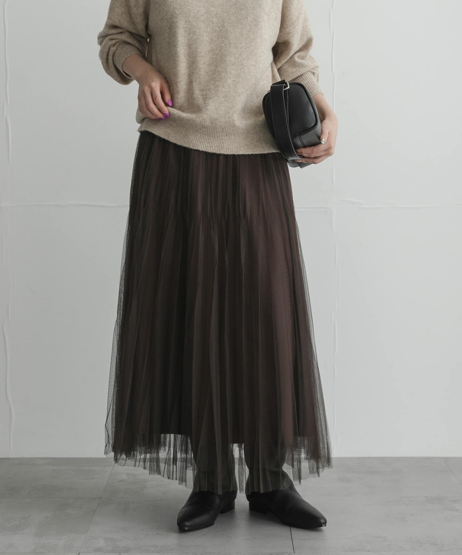 Sonny Label 「『WEB限定』チュールプリーツイージースカート」|スカート|ブラウン