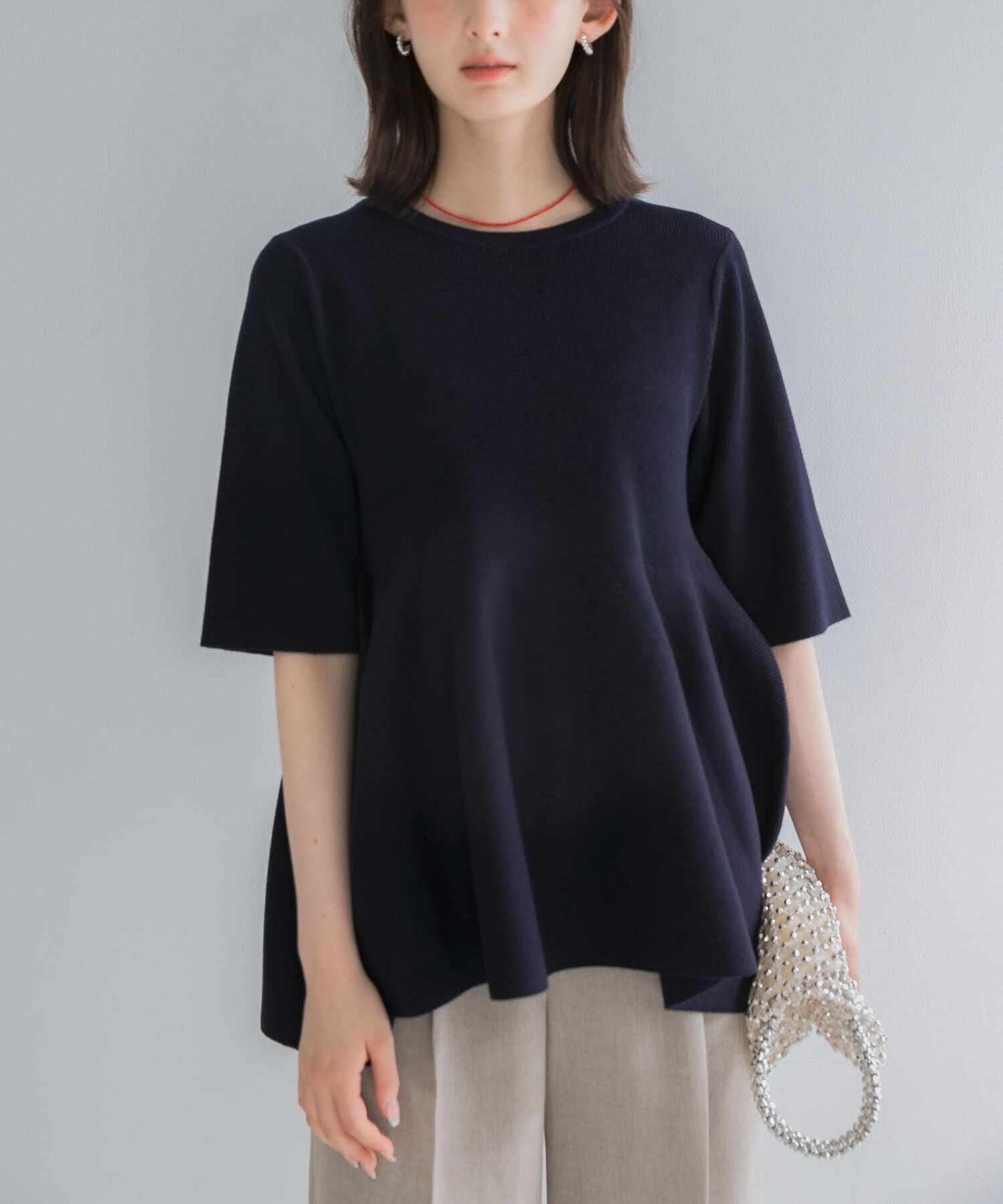 URBAN RESEARCH ROSSO「『WEB限定』フォルムニットアンサンブル」|ニット・セーター|ネイビー