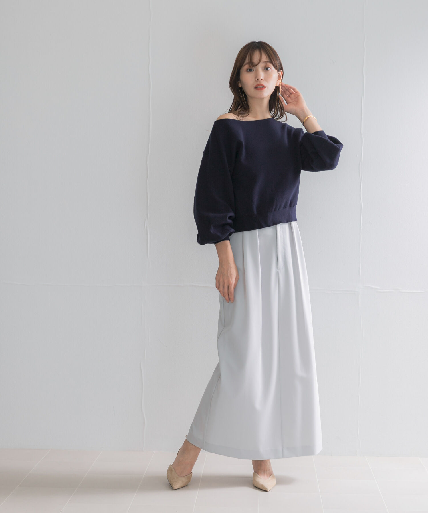 URBAN RESEARCH ROSSO「『一部WEB限定カラー』2WAYオフショルスウェットニット」|ニット・セーター|