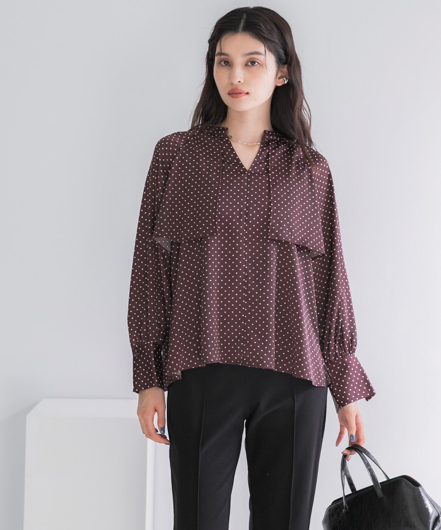URBAN RESEARCH ROSSO「『WEB限定』ケープドットブラウス」|シャツ・ブラウス|