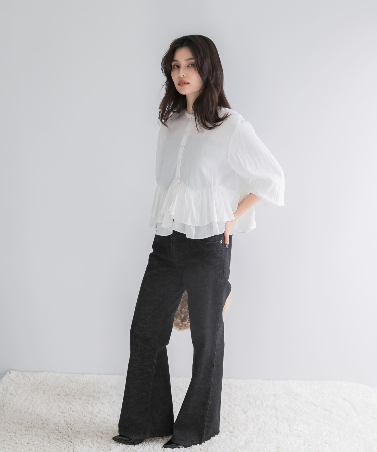 URBAN RESEARCH ROSSO「『WEB限定』フリルヘムブラウス」|シャツ・ブラウス|