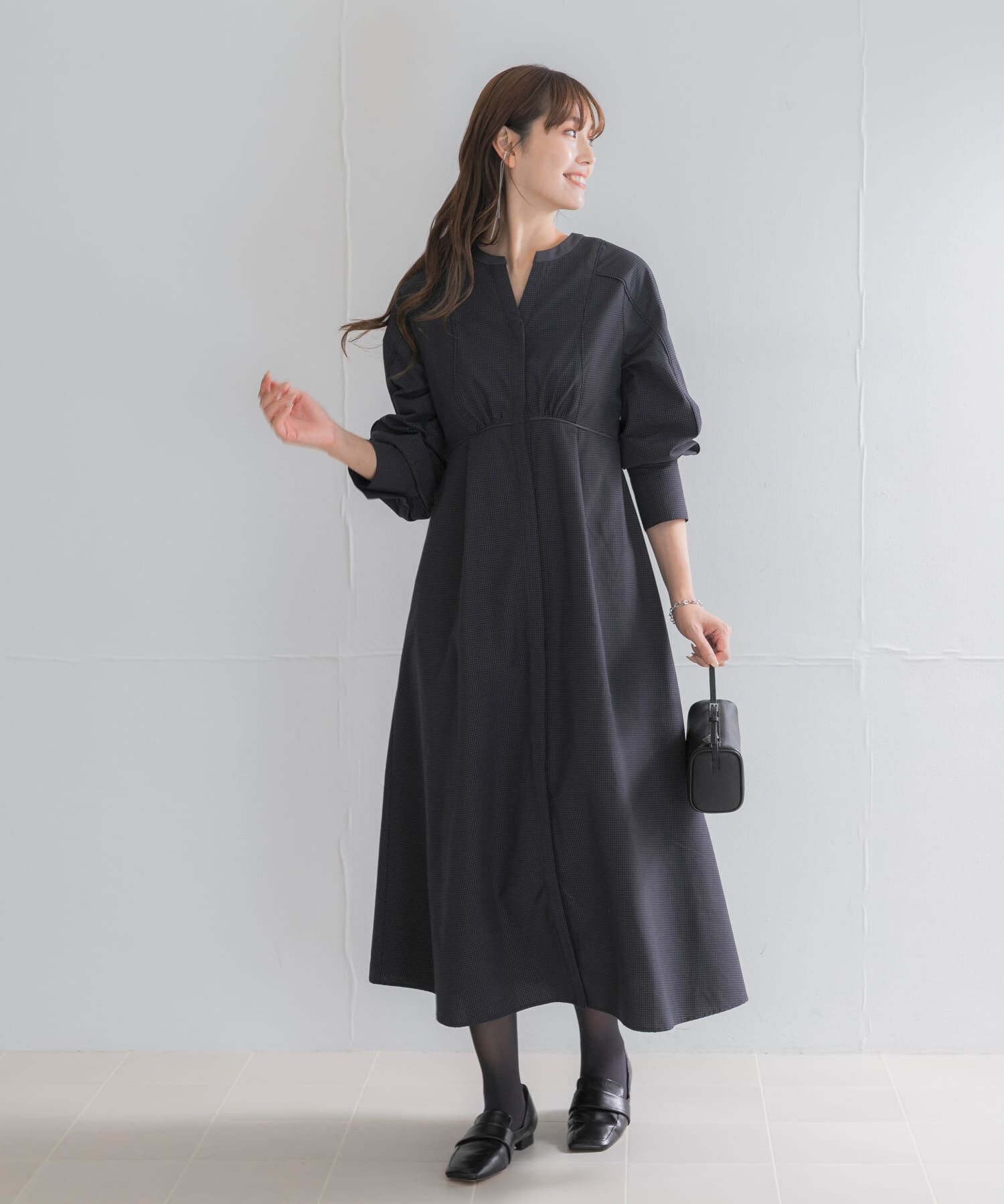 URBAN RESEARCH ROSSO「『一部WEB限定カラー』バイカラーチェックナローワンピース」|ワンピース|