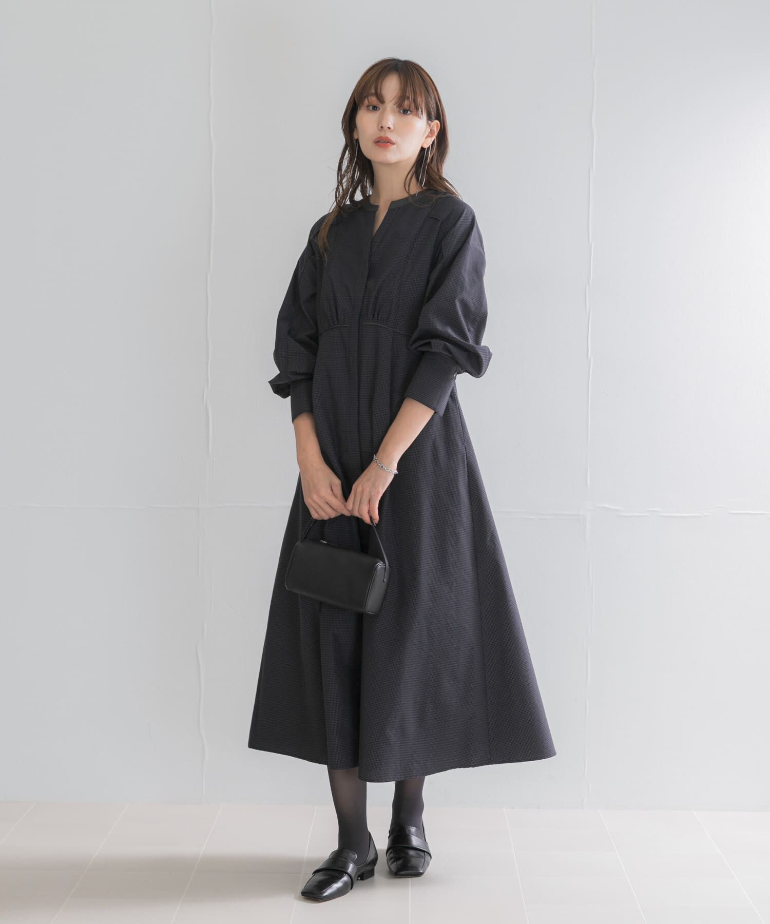 URBAN RESEARCH ROSSO「『一部WEB限定カラー』バイカラーチェックナローワンピース」|ワンピース|