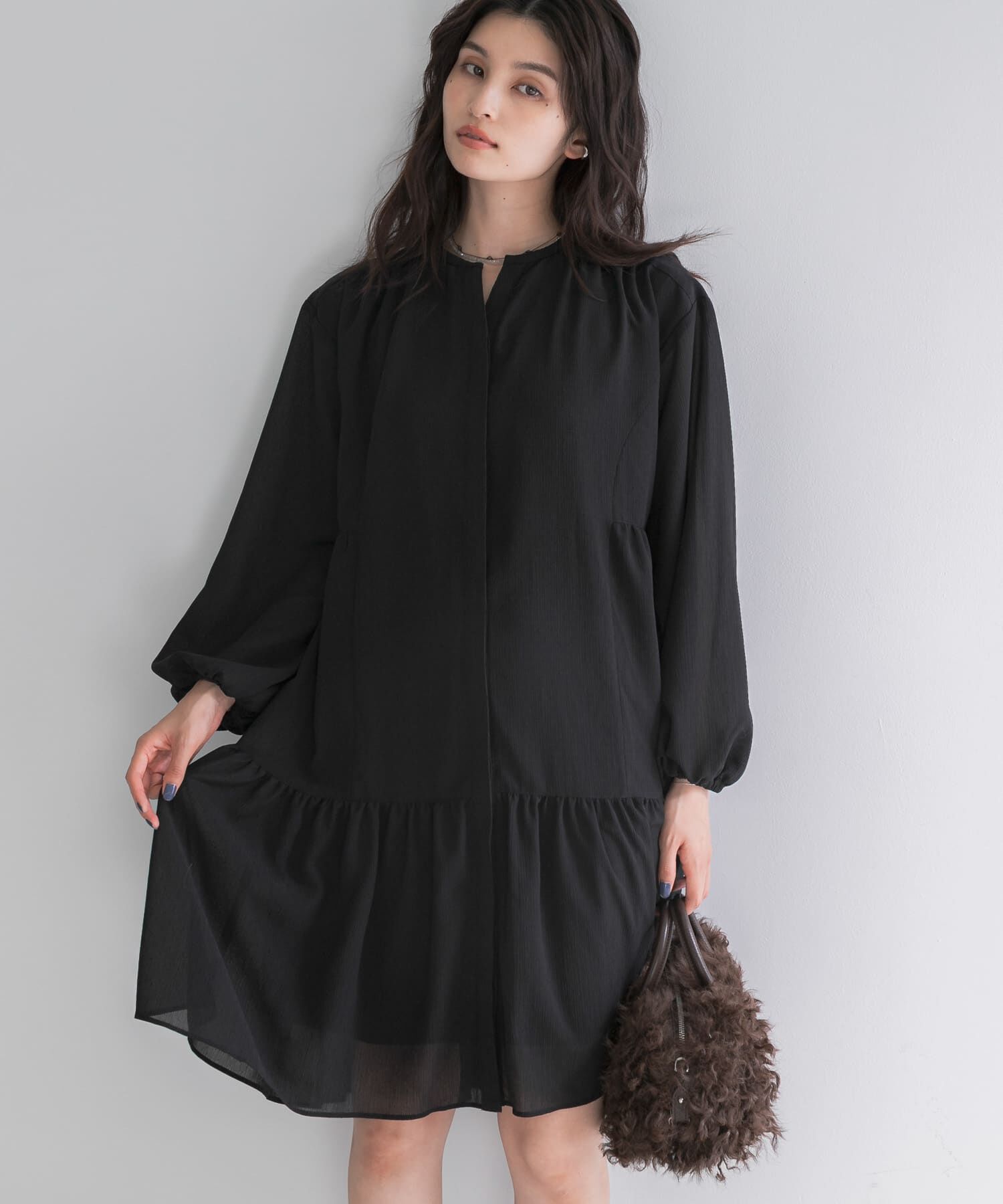 URBAN RESEARCH ROSSO「キーネックボリュームミニワンピース」|ワンピース|