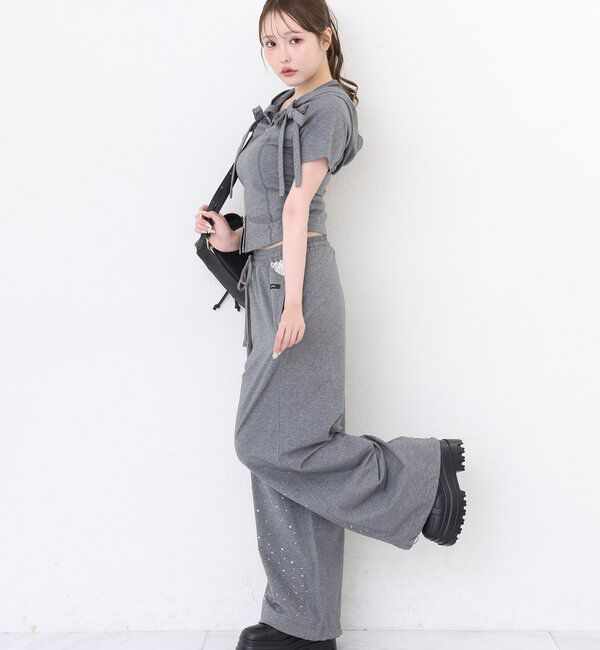  「【セットアップ可能】サイドレースキラキラスウェットパンツ」|その他|