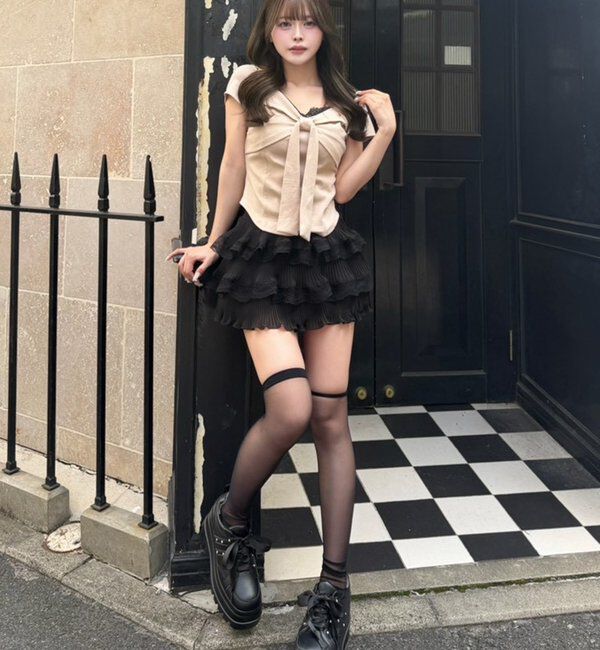  「【SMサイズ展開あり】プリーツティアードミスカート」|スカート|