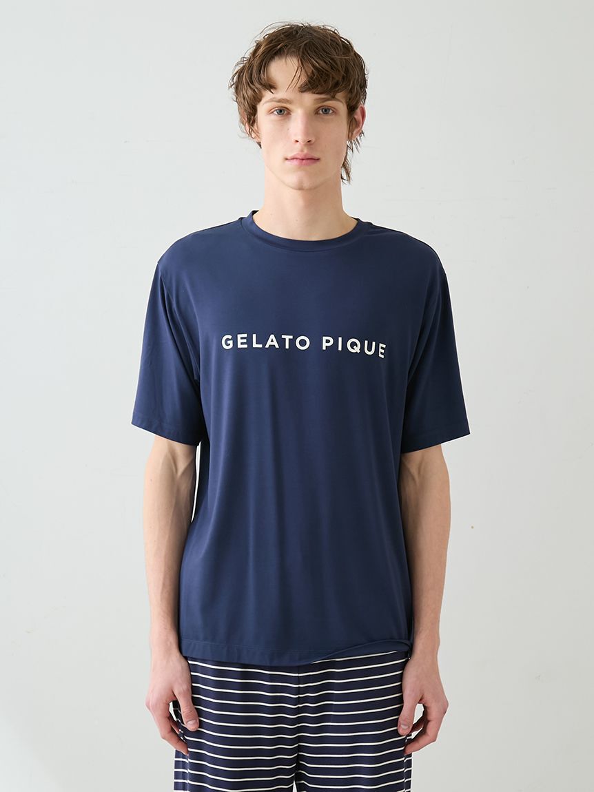 GELATO PIQUE HOMME「【HOMME】レーヨンロゴTシャツ&ボーダーハーフパンツセット」|ルームウェア|
