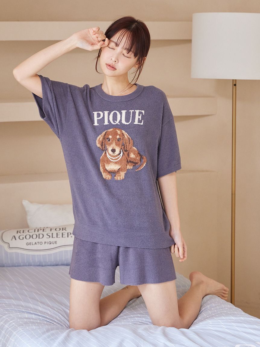 gelato pique「【ONLINE限定】ファッションCATS&DOGS ジャガードプルオーバー&リブショートパンツセット」|ルームウェア|