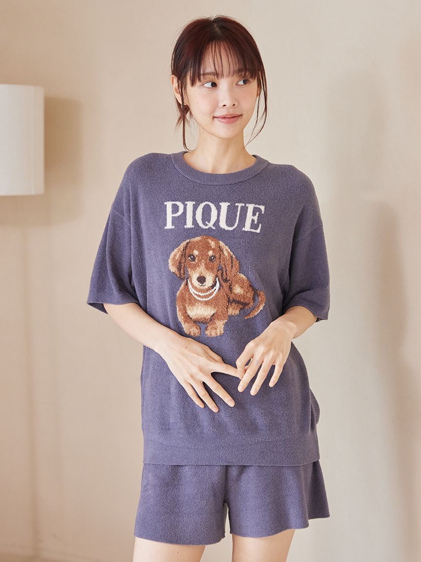 gelato pique「【ONLINE限定】ファッションCATS&DOGS ジャガードプルオーバー&リブショートパンツセット」|ルームウェア|