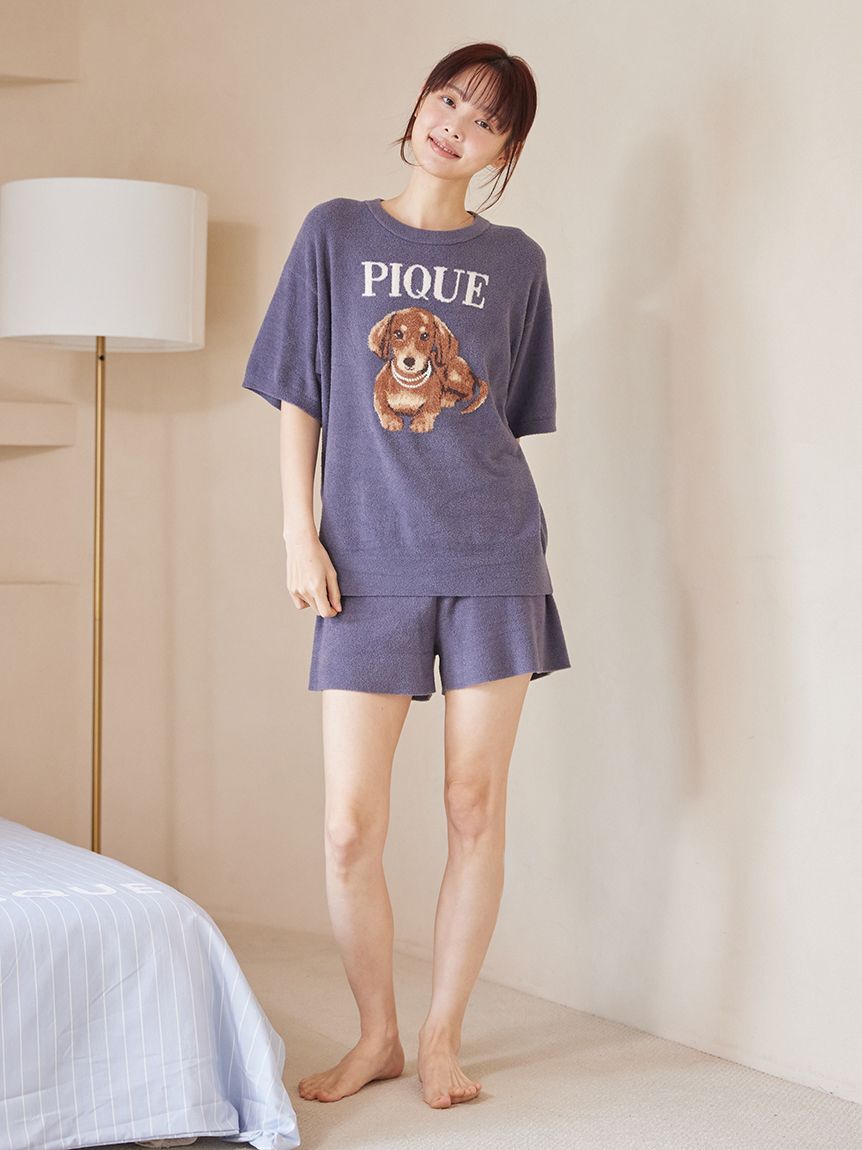 gelato pique「【ONLINE限定】ファッションCATS&DOGS ジャガードプルオーバー&リブショートパンツセット」|ルームウェア|