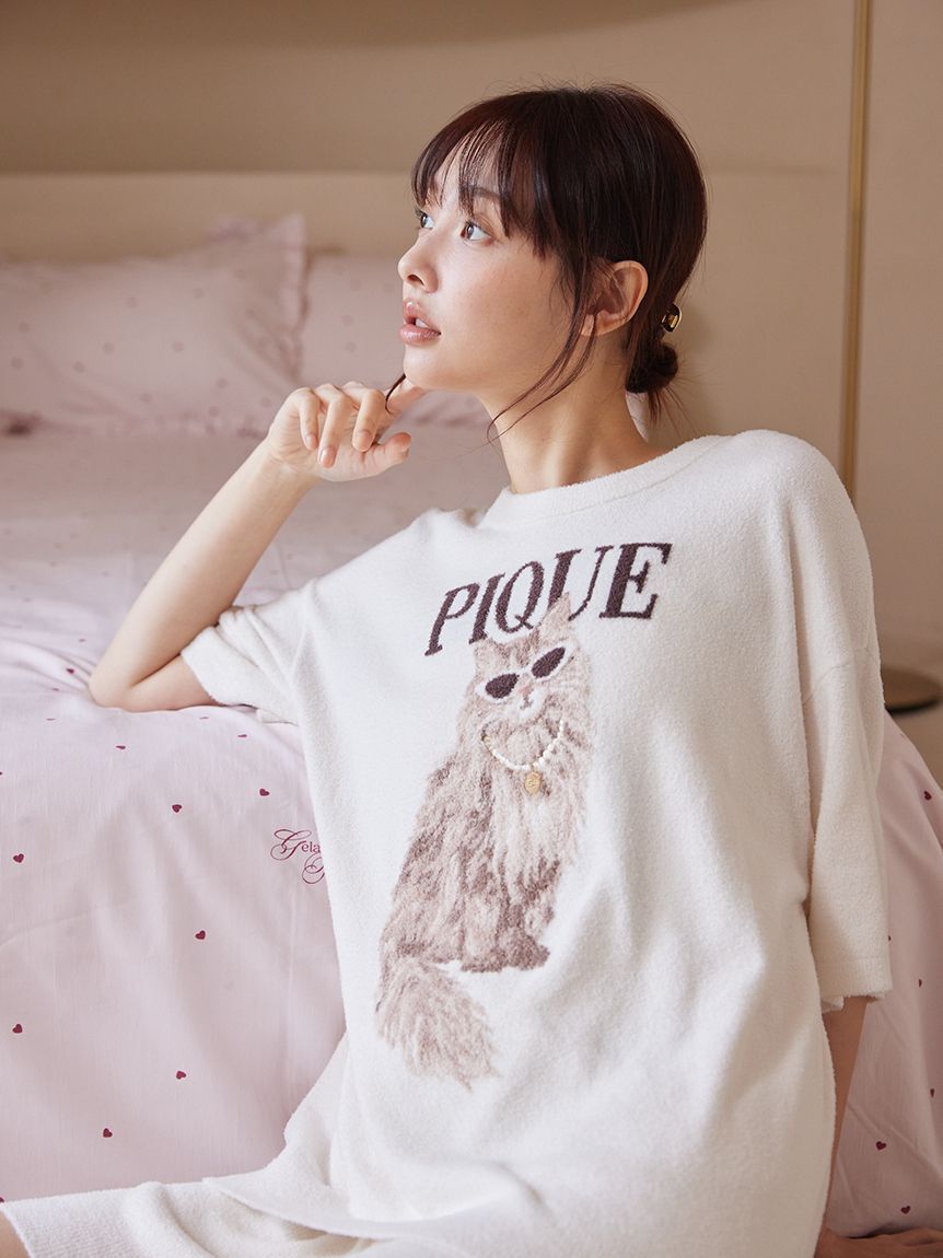 gelato pique「【ONLINE限定】ファッションCATS&DOGS ジャガードプルオーバー&リブショートパンツセット」|ルームウェア|
